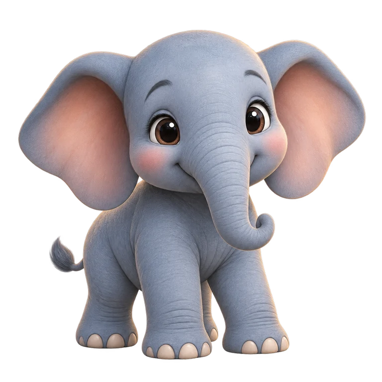 The approved base character: a gentle baby elephant